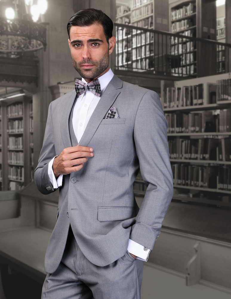 Mens Three Piece Two Button Slim Fit Italian Styled Single Breasted Suit  Set | Black Navy Charcoal Gray Lightgray Beige Indigo - Walmart.com