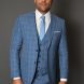 STATEMENT MANTUA-4 BLUE PLAID, TAILORED FIT SUIT 3PC, WOOL ITALY ...