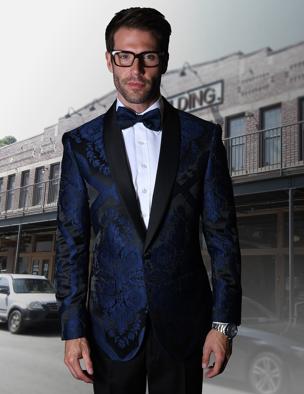 STATEMENT PJ-100 ROYAL, FANCY SINGLE JACKET WITH MATCHING BOW TIE ...