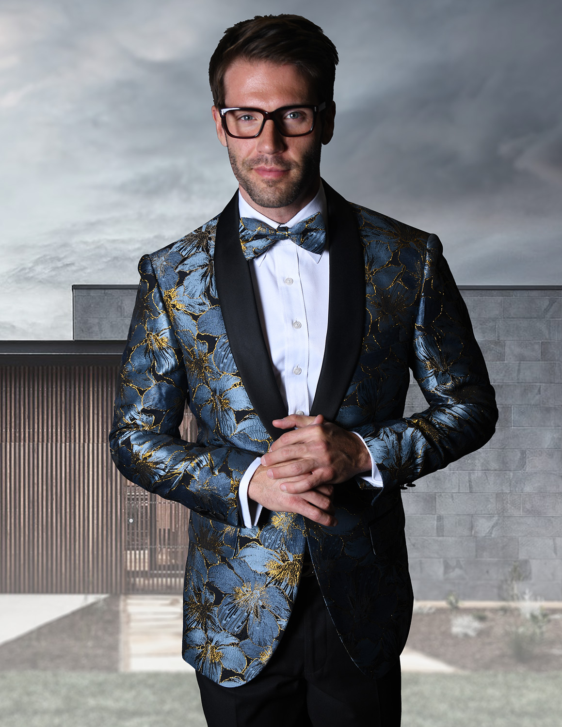 STATEMENT PJ-107 BLUE, FANCY SINGLE JACKET WITH MATCHING BOW TIE ...