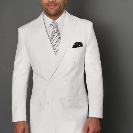 STATEMENT TZD-100 WHITE, DOUBLE BREASTED SUIT 2PC, 100% WOOL ITALY ...