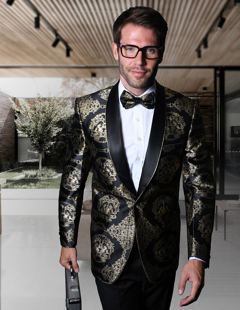STATEMENT SJ-103 GOLD, FANCY SINGLE JACKET WITH MATCHING BOW TIE ...
