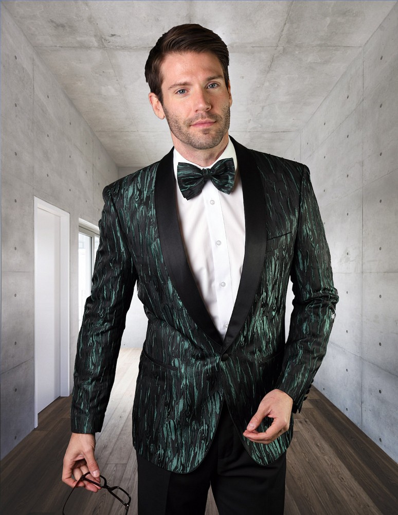 STATEMENT VJ-125 GREEN, FANCY SINGLE JACKET WITH MATCHING BOW TIE ...