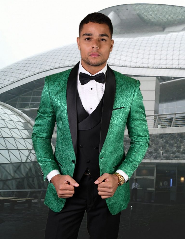 STATEMENT BELLAGIO-14 EMERALD, 4 PC FANCY SUIT WITH MATCHING BOW TIE ...