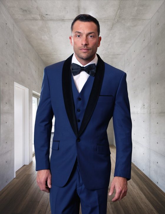 STATEMENT ENCORE-V SAPPHIRE, 4 PC SUIT WITH MATCHING BOW TIE, MODERN ...