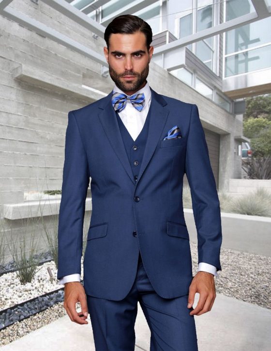 STATEMENT STZV-100 INDIGO SOLID, 3 PC SUIT , MODERN FIT – Studio Menwear