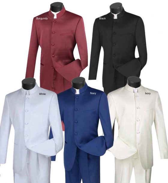 Regular Fit 2 Piece Banded Collar Tuxedo (Burgundy) 5HT main image 0