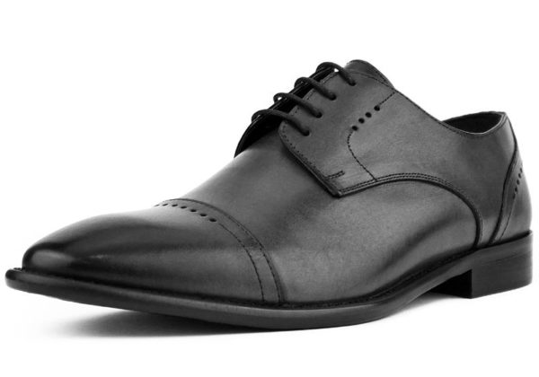 MADE IN ITALY ITALIAN LEATHER WITH DECORATIVE CAP TOE