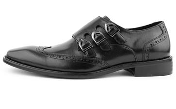 TRIPPLE CLOSURE LEATHER WING TIP MONK STRAP CLASSIC DESIGN