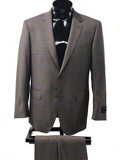 TWO BUTTON , NOTCH LAPEL, SIDE VENTS , FLAT FRONT PANT, WOOL AND CASHMERE
