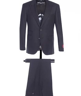 TWO BUTTON PEAK LAPEL, SIDE VENTS, FLAT FRONT PANTS, WOOL AND CASHMERE