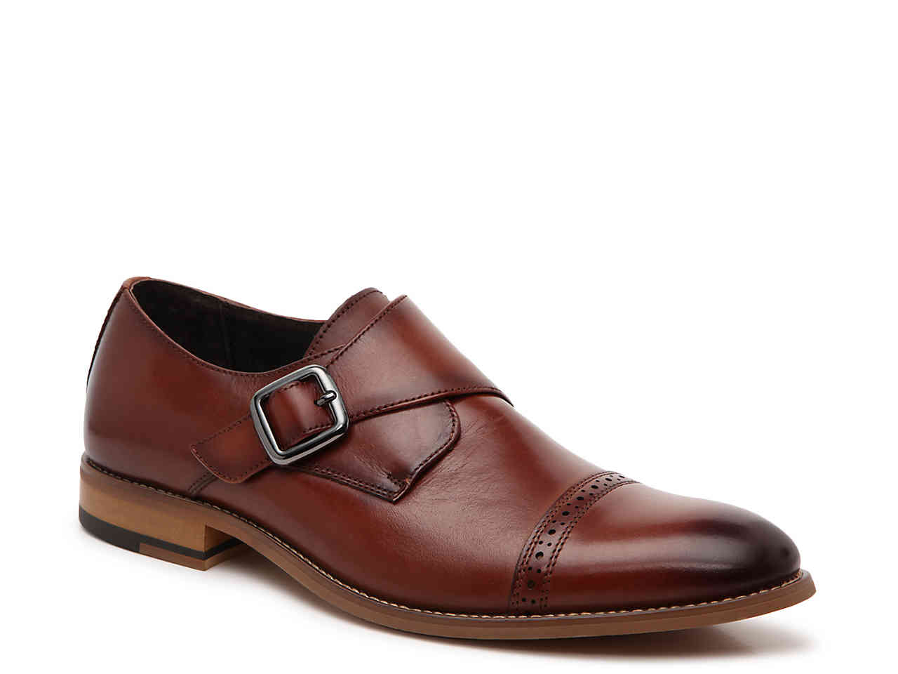 CAP TOE WITH MONK STRAP SMOOTH LEATHER FULLY CUSHIONED MEMORY FOAM ...